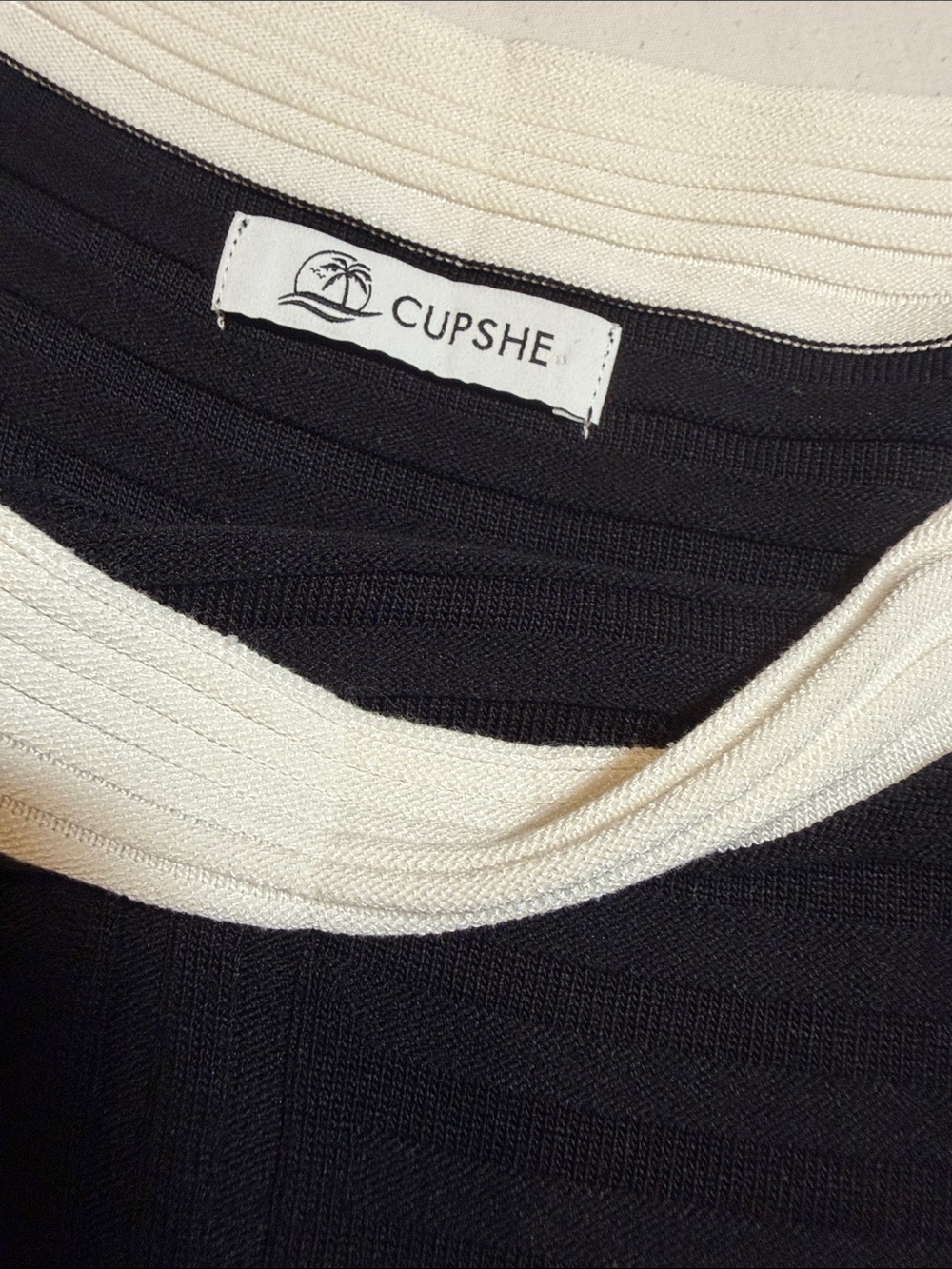 Cupshe One-Shoulder Colorblock Ribbed Maxi Dress in Black and White - Picture 2 of 6